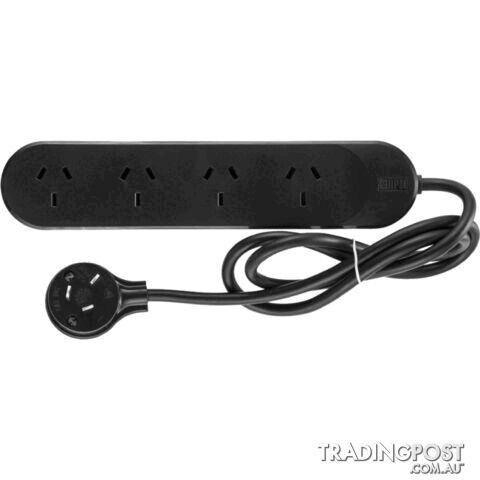 R105BL HPM 2400W 4 OUTLET POWERBOARD 0.9M LEAD - BLACK