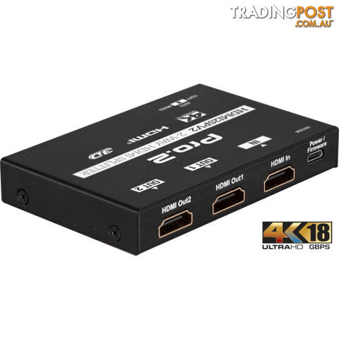 HDMI2SPV2 18GBPS 2 WAY HDMI SPLITTER 1 IN 2 OUT SLIM HDMI 2.0