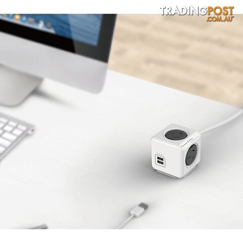 PCEUGR 4 WAY GREY SURGE PROTECTED POWERCUBE WITH USB - photo 2 of 3