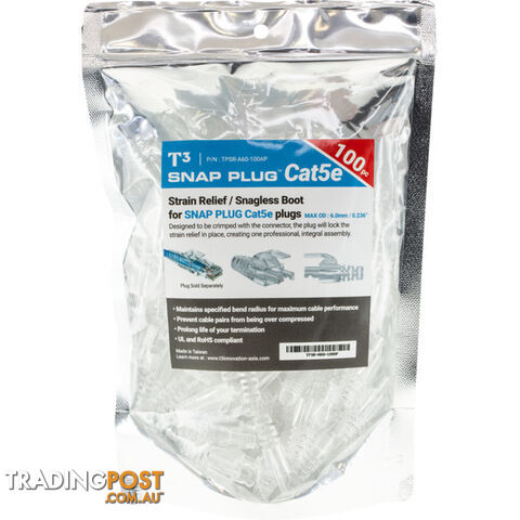 PK4075 6.0MM CLEAR RJ45 RUBBER BOOT SUITS CAT5 SNAP PLUG PK OF 100 - photo 2 of 2