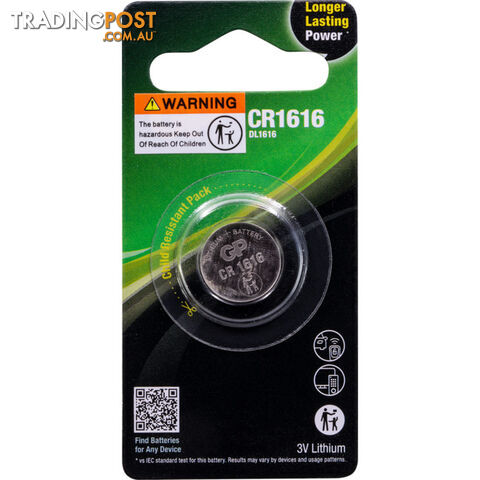 CR1616C1 3V 42MAH LITHIUM BATTERY GP