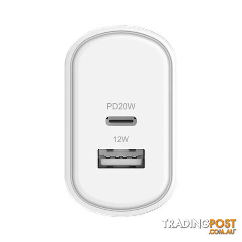 32WUCWC 32W USB-C PD DUAL PORT WALL CHARGER - WHITE - photo 2 of 3