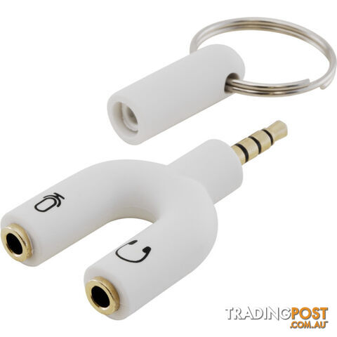PA1078WH TRRS TO STEREO AND MIC ADAPTOR 4POLE PLUG TO 3.5MM CTIA WHITE