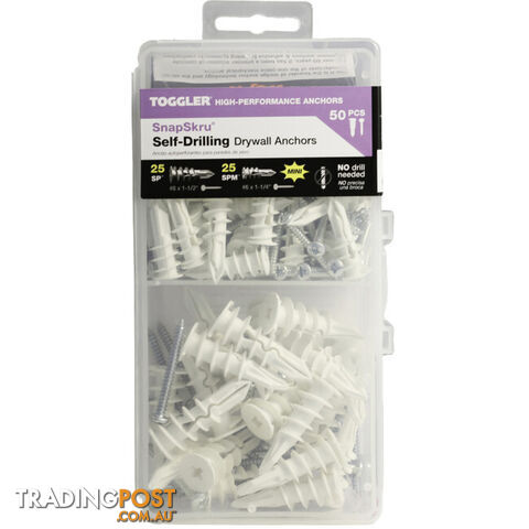 57125 SELF DRILLING DRYWALL ANCHORS WITH SCREWS 50 PACK