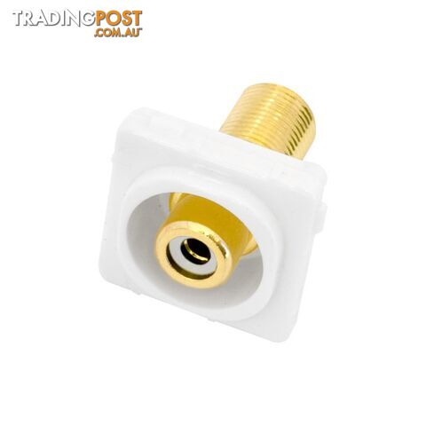 PK4652 WHITE RCA SOCKET TO 'F' SOCKET INSERT TO SUIT CLIPSAL GOLD