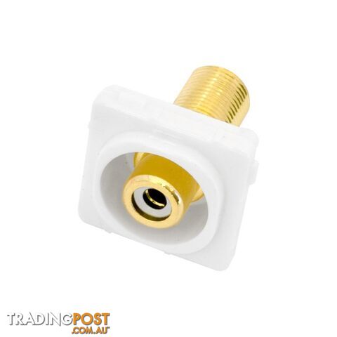 PK4652 WHITE RCA SOCKET TO 'F' SOCKET INSERT TO SUIT CLIPSAL GOLD