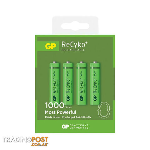 GP4AAA1000 RECYKO 950MAH AAA 4PK RECHARGEABLE BATTERIES GP - photo 3 of 4