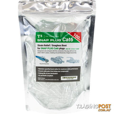 PK4085 6.5MM CLEAR RJ45 RUBBER BOOT SUITS CAT6 SNAP PLUG PK OF 100 - photo 2 of 2