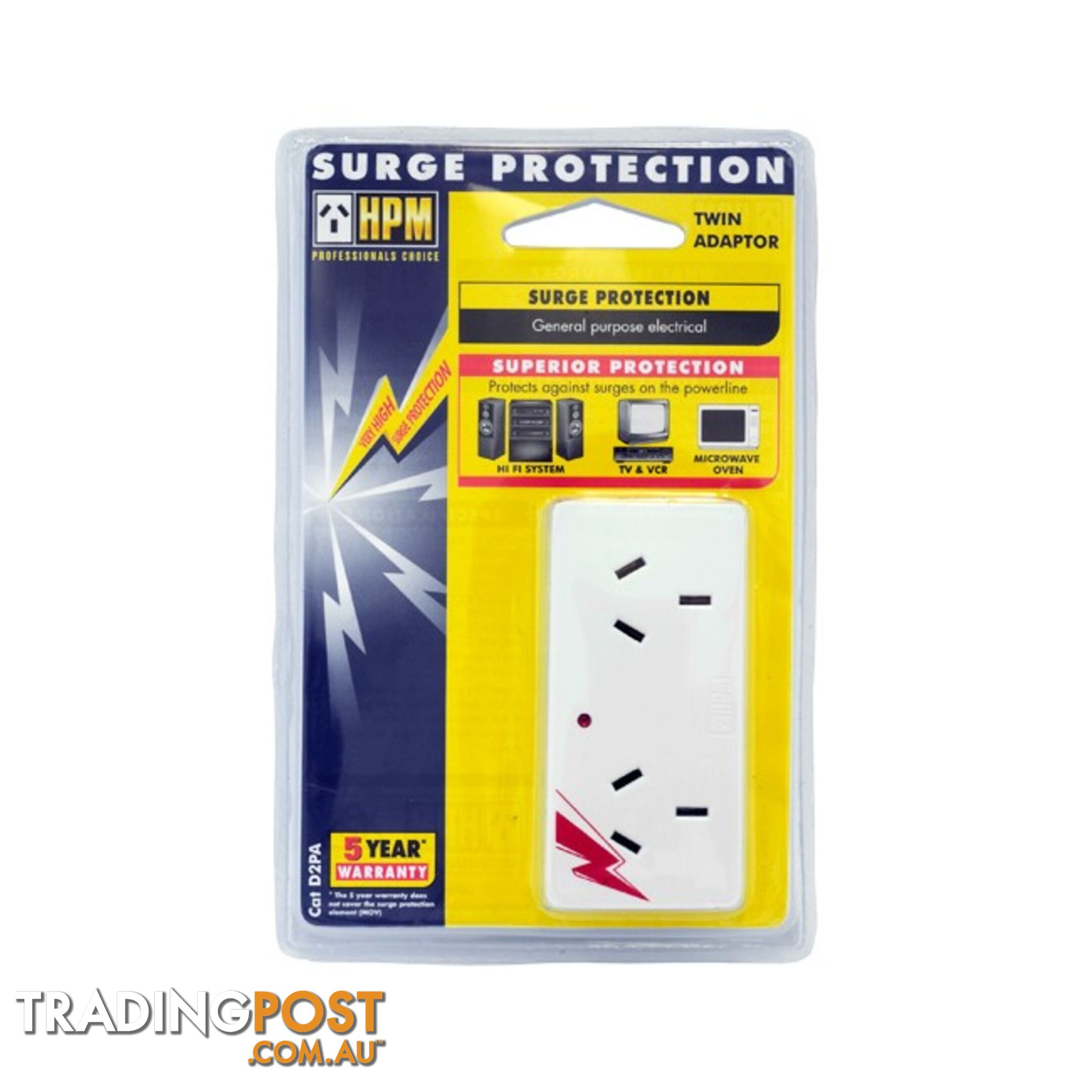 D2PA 2-WAY SURGE PROTECTOR DOUBLE ADAPTOR HPM