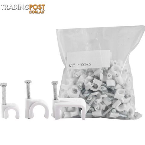 8RCCW 8MM CABLE CLIP TO SUIT RG6QUAD CABLE ROUND WHITE 100PACK