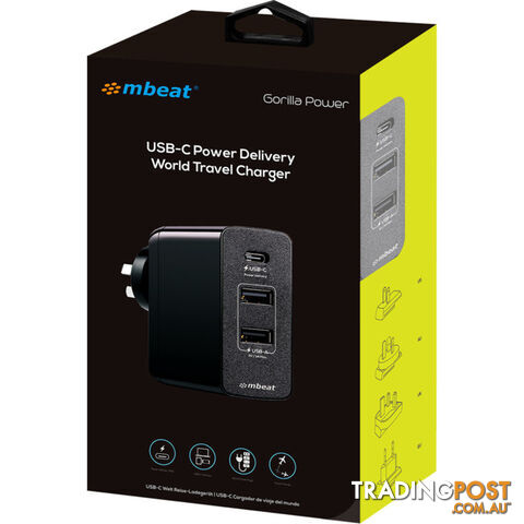 PD45 USB-C 45W WORLD TRAVEL CHARGER POWER DELIVERY GORILLA POWER - photo 4 of 5