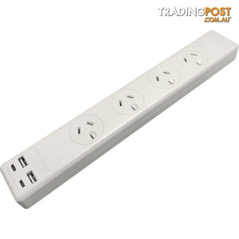 PT2929SUSB3C 4 WAY SURGE POWERBOARD WITH 2 X USB & 2 X USB-C PORTS