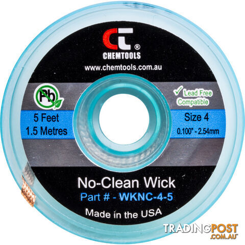 SWNC4S 2.5MM X 1.5M SODER WICK BRAID CHEMTOOLS #4 BLUE NO CLEAN