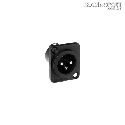 PD5342 3 PIN PANEL XLR PLUG (AC3MDZB) METAL BLACK SQUARE HOLLOW PINS