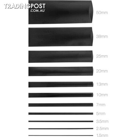 HS40BLK 40MMX1.2M HEAT SHRINK - BLACK HSBK135