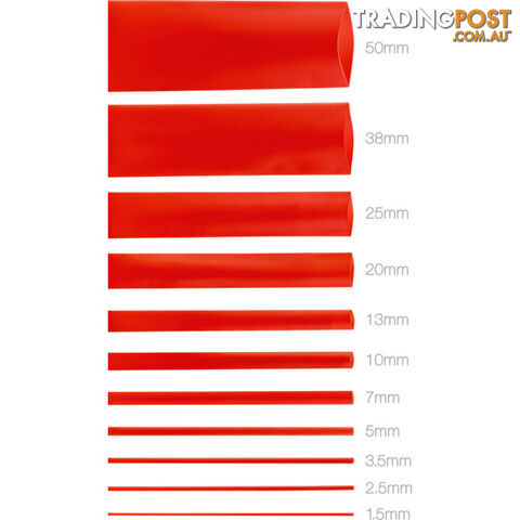 HS10RED 10MMX1.2M HEAT SHRINK - RED HSRD135