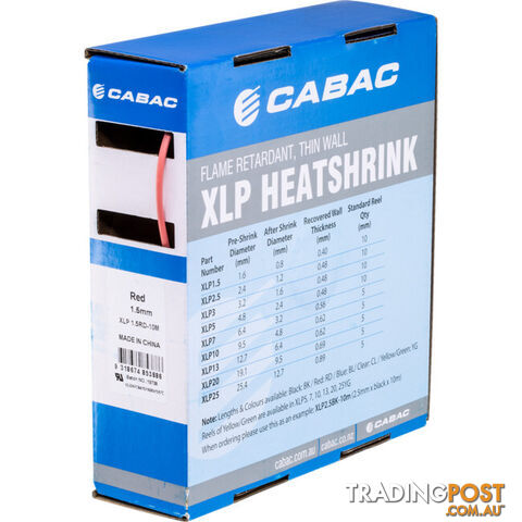 HS1.5RED-10M 1.5MM X 10M HEAT SHRINK BOX RED