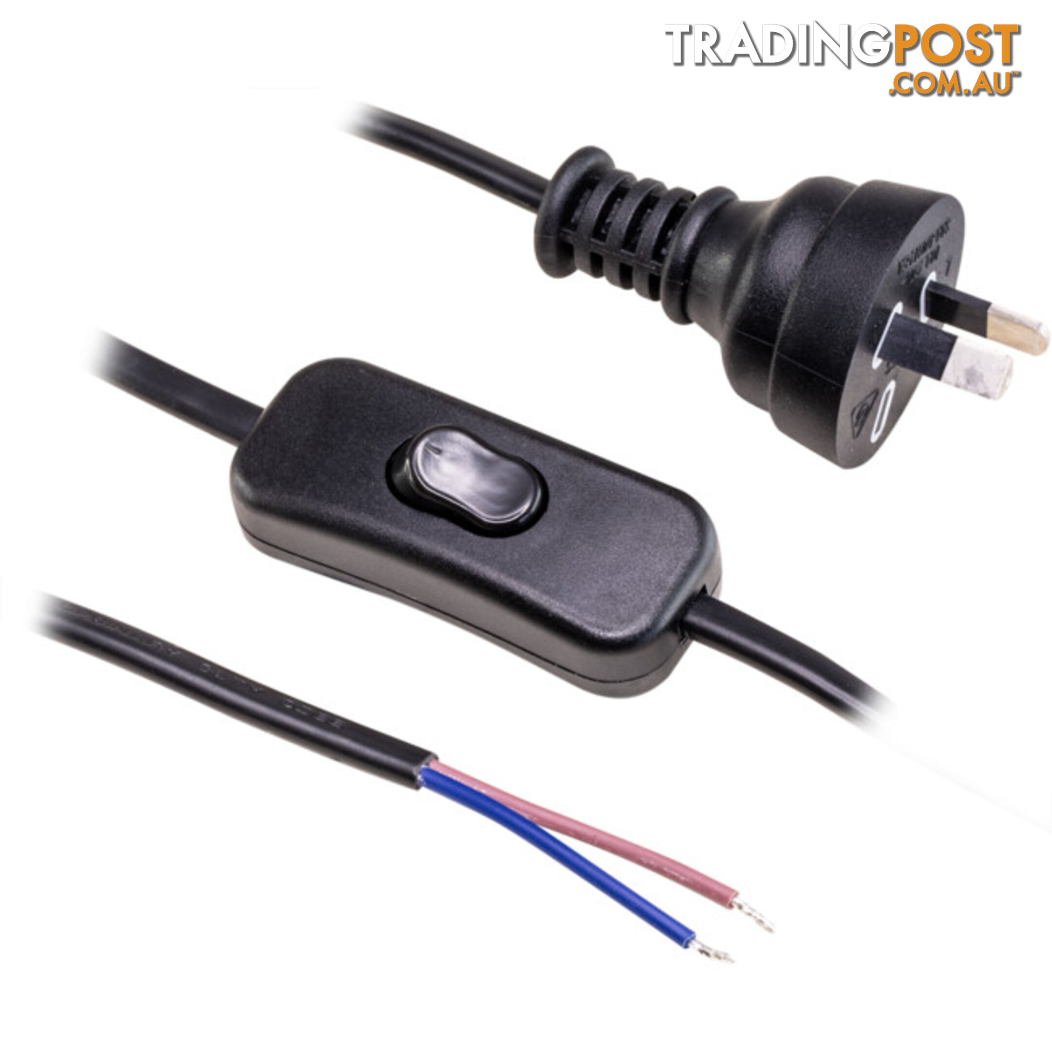 18BS INLINE SWITCH POWER LEAD BLACK 2.3MT 2 CORE