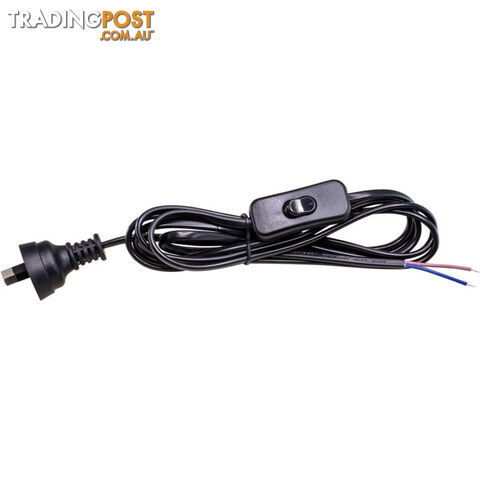 18BS INLINE SWITCH POWER LEAD BLACK 2.3MT 2 CORE