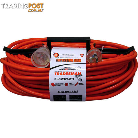 UR24025T 25M HEAVY DUTY EXTENSION LEAD TRADESMAN- ORANGEAND CLEAR PLUG