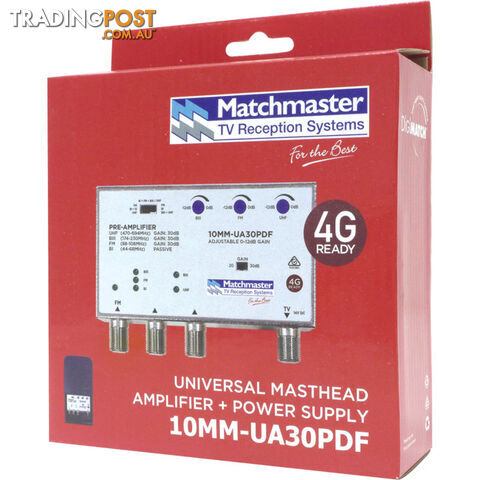 10MM-UA30PDF 30DB MASTHEAD AMP WITH 4G/5G FILTER & POWER SUPPLY