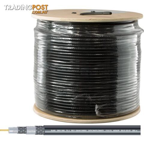 CRG6UBT-305M RG6 TRI SHIELD COAX CABLE 305M WOODEN DRUM FOXTEL APP# F10176