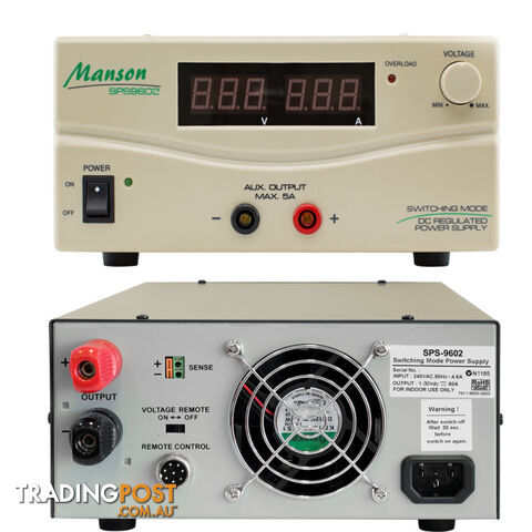 SPS9602G 1-30V 30A DC POWER SUPPLY SWITCHMODE BENCH TOP DARK GREY - photo 2 of 2