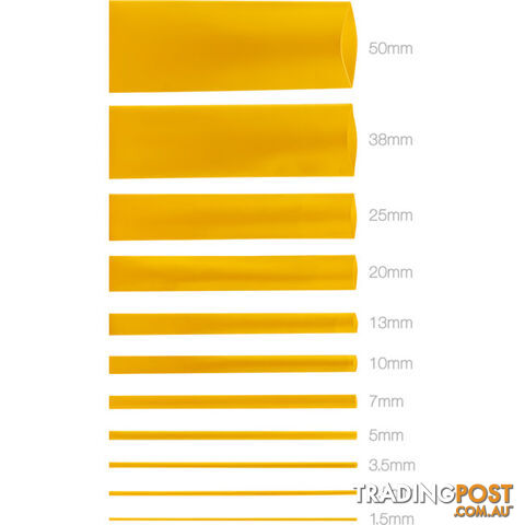 HS38YEL 38MMX1.2M HEAT SHRINK - YELLOW HSYW135