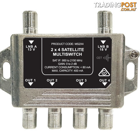 MS2X4 MULTISWITCH 2 WIRE 4 OUT FOXTEL APPROVED F30931