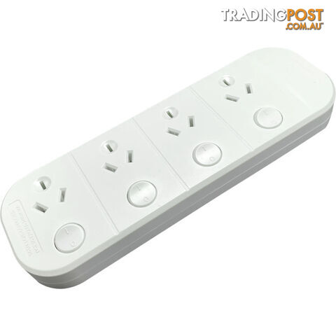 PT1614 4 OUTLET SWITCHED POWERBOARD WHITE