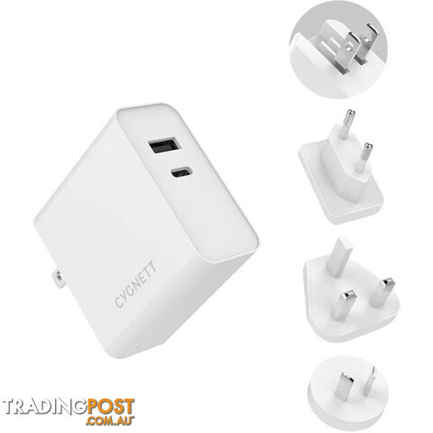 60WUCWC 60W DUAL PORT WALL CHARGER WITH TRAVEL ADAPTERS POWERPLUS