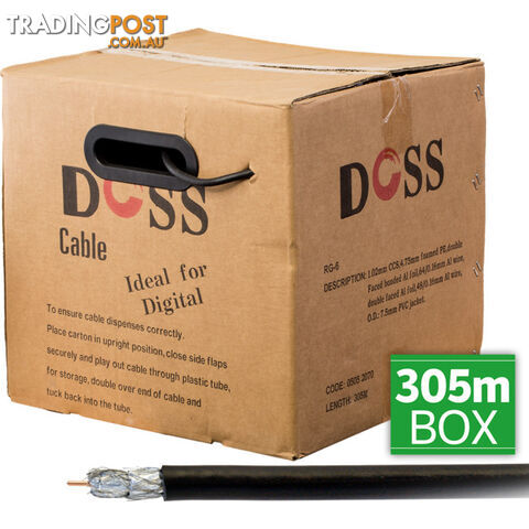 RG6QDB-305M RG6 QUAD SHIELD CABLE - 305M 75OHM PER 305M ROLL REEL DOSS