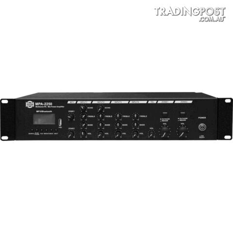 MPA2250 2 ZONE CLASS D AMPLIFIER WITH MP3 USB BT 250W*2 4 LINE/MIC IN