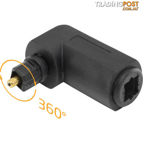 PA1908 TOSLINK RIGHT ANGLE ADAPTOR PLUG TO SOCKET W/ ROTATING END