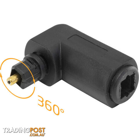 PA1908 TOSLINK RIGHT ANGLE ADAPTOR PLUG TO SOCKET W/ ROTATING END