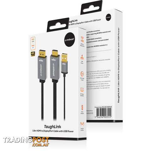 LC7996 4K 1.8M HDMI TO DISPLAY PORT CABLE WITH USB POWER TOUGH LINK - photo 5 of 5