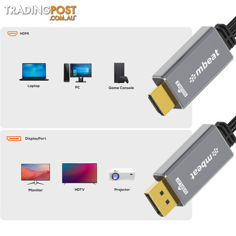 LC7996 4K 1.8M HDMI TO DISPLAY PORT CABLE WITH USB POWER TOUGH LINK - photo 3 of 5