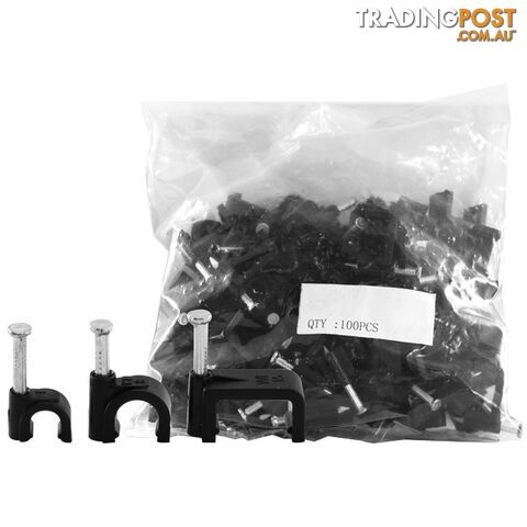 6RCCB 6MM CABLE CLIP TO SUIT RG59 CABLE ROUND BLACK 100PACK