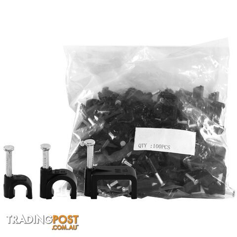 6RCCB 6MM CABLE CLIP TO SUIT RG59 CABLE ROUND BLACK 100PACK