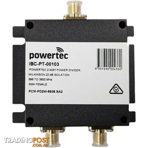 IBC-PT-00103 2 WAY RF POWER DIVIDER 698-3800MHZ SMA FEMALE -WILKINSON- 22DB ISOLATION - photo 2 of 3