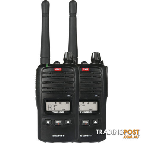 TX6160TP 5W 80CH UHF HANDHELD RADIO TWIN PACK - GME - photo 2 of 3