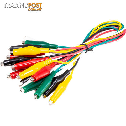 HC502 PK10 ALLIGATOR CLIP LEADS ASSORTED COLOURS