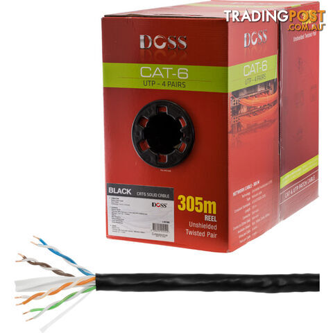 C6RBLK 305M CAT6 SOLID CABLE BLACK SOLD AS 305M ROLL ONLY
