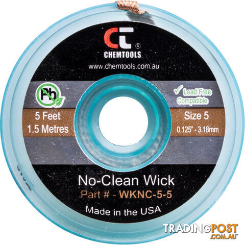 SWNC5S 3.0MM X 1.5M SODER WICK BRAID CHEMTOOLS #5 BROWN NO CLEAN