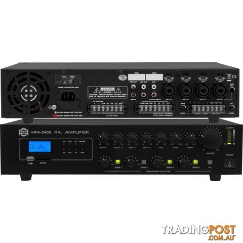 MPA240S 240W 4-ZONE MIXER AMP MP3 AMPLIFIER PAGING SELECTOR