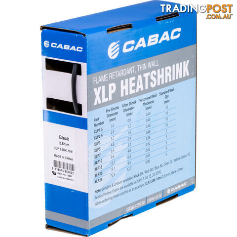 HS2.4BLK-10M 2.4MM X 10M HEAT SHRINK BOX BLACK