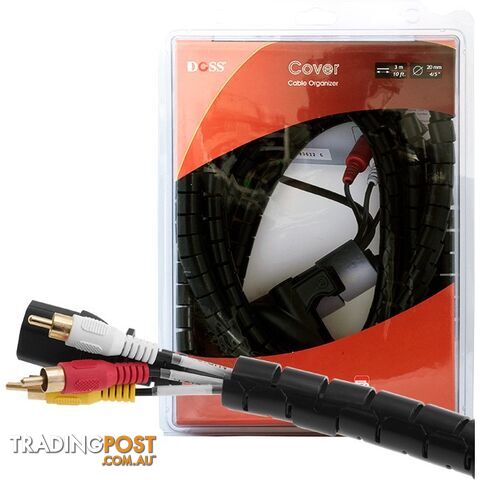 DCVR20-3 20MM CABLE COVER DOSS - 3MT MEDIUM BINDING WRAP - BLACK