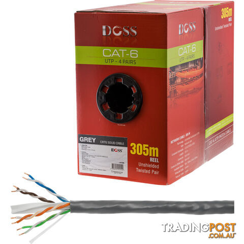 C6RGRY 305M CAT6 SOLID CABLE GREY SOLD AS 305M ROLL ONLY