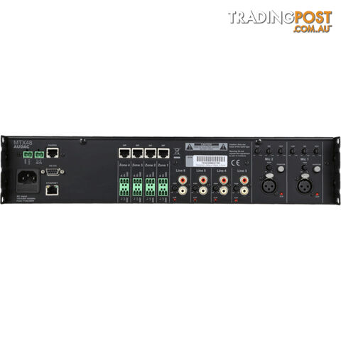 MTX48 4 ZONE MULTI ZONE AUDIO MATRIX MIXER WITH WEB BASED CONTROL - photo 2 of 2