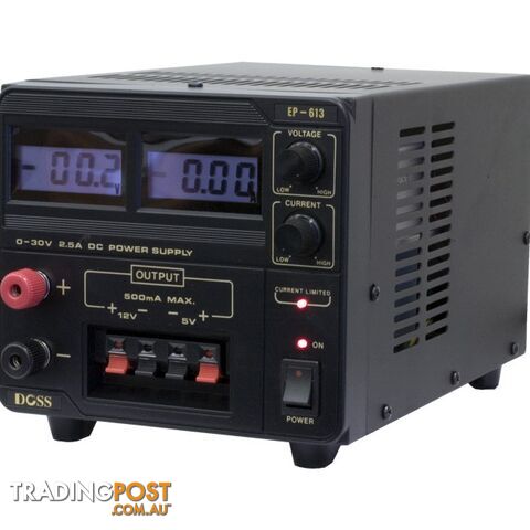 EP613 2.5AMP 0-30V DC POWER SUPPLY DIGITAL BENCH TOP BLACK